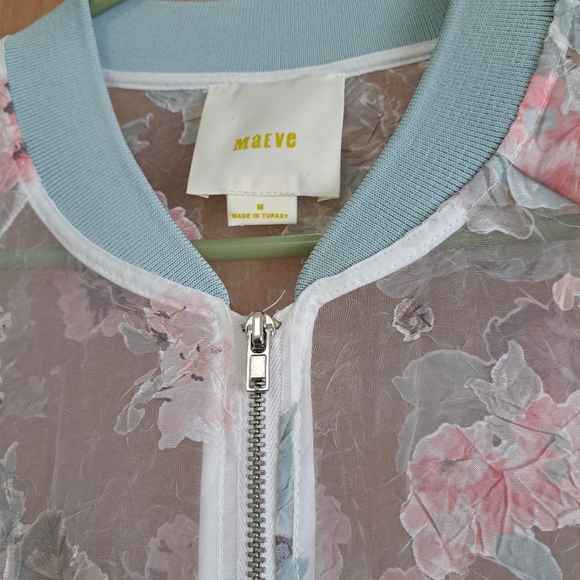 Maeve Sheer Textured Bomber Jacket Medium - Picture 4 of 7